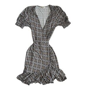 Boden Women’s Black Opulent‎ Pome Ruffle Wrap Jersey Mini Dress 4R